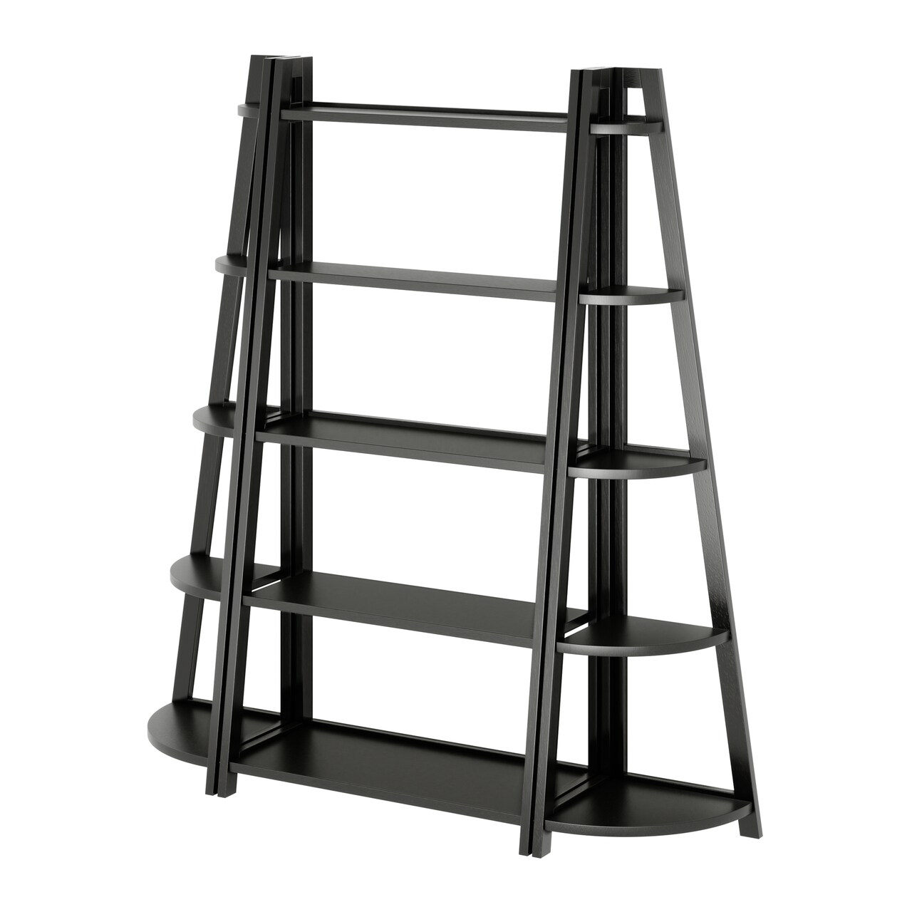 Contemporary Home Living 3-Piece Wooden 5-Tier A-Frame Ladder Shelves - 58" - Black